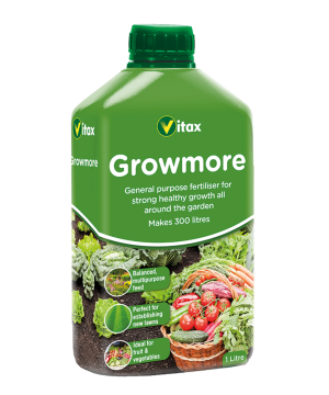 Vitax Liquid Growmore 1L balanced all-round plant feed bottle