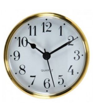 Turners Retreat TPC70AW 70mm Arabic Numbers Clock Insert in white with a gold rim