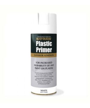 Rust-Oleum Plastic Primer Matt Spray Paint in White, 400ml aerosol