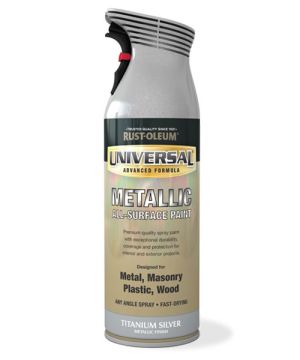 Rust-Oleum Universal Metallic All Surface Spray Paint, Titanium Silver, 400ml
