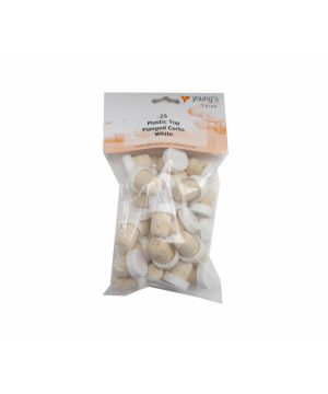 Youngs Plastic Top Flanged Corks White Pack of 25