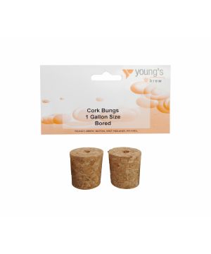 Youngs bored cork bungs for 1 gallon containers, pack of 2