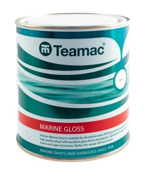 Teamac Marine Gloss Paint in Supermarine White, 2.5L tin with a high gloss finish