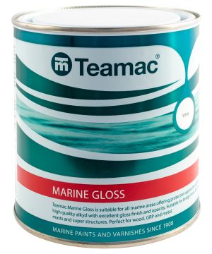Teamac Marine Gloss Paint in Supermarine White, 5L high gloss marine topcoat