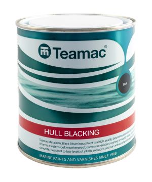 Teamac Hull Blacking 2.5l specialist bitumen paint with off gloss finish