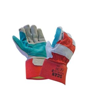 Scan Heavy-Duty Rigger Gloves Size Large in red and cow split leather