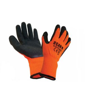 Scan Thermal Latex Coated Gloves Large Size 9 high-visibility with black latex wrinkle finish