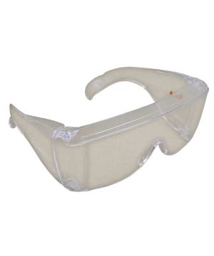 Scan Visitor Safety Glasses in clear polycarbonate with wrap-around panoramic vision and built-in brow shield
