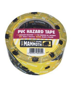 Everbuild Mammoth PVC Hazard Tape 50mm x 33m in black and yellow
