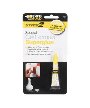 Everbuild Stick 2 Superglue Gel 3g clear adhesive