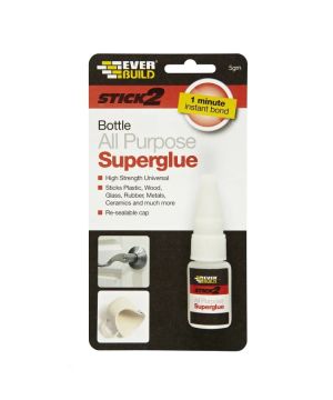Everbuild Stick 2 All Purpose Superglue Bottle 5g in clear