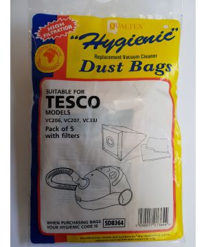 Qualtex paper bags pack of five and two filters for Tesco VC206 and VC207 vacuum cleaners