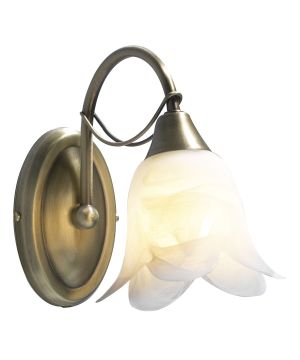 DAR Lighting Doublet Single Wall Light in antique brass with white alabaster glass