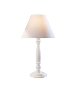 DAR Lighting REG422 Regal Table Lamp 10 inch with white candlestick base and tapered fabric shade, H42 x Ø23cm