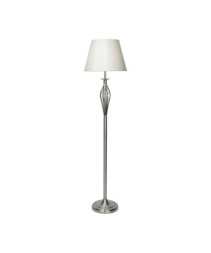 DAR Lighting Bybliss Floor Lamp BYB4946 in satin chrome with a cream fabric shade
