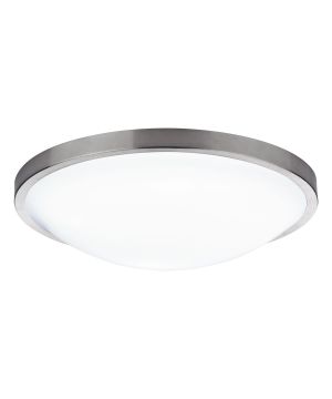 DAR Dover Round Acrylic Flush Ceiling Light IP44 in Satin Chrome