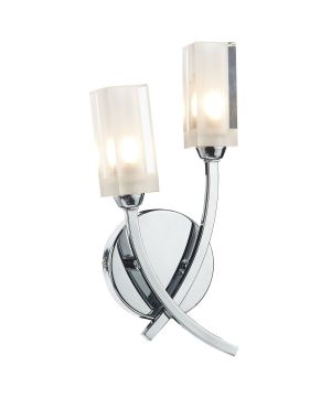 DAR Lighting MOR0950 Morgan Double Wall Light in polished chrome with two clear glass shades