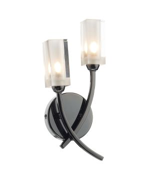 DAR MOR0967 Morgan Double Wall Light in polished black chrome with two clear and frosted glass shades