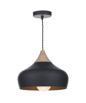 DAR Lighting GAU0122 Gaucho 1lt Ceiling Pendant in matt black