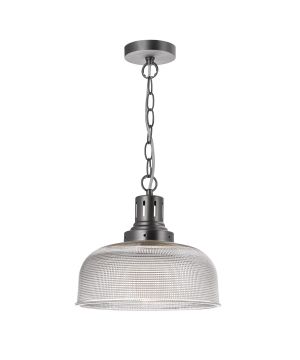 DAR TAC0161 Tack 1lt Glass Ceiling Pendant in Industrial Nickel