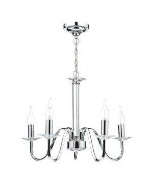 DAR Lighting Pique 5lt Ceiling Light PIQ0550 in polished chrome
