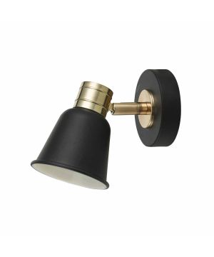 DAR Fry Single Wall Light in matt black and polished gold
