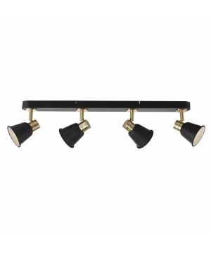 DAR Lighting FRY8454 Fry 4lt Bar Ceiling Light in matt black and polished gold