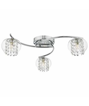DAR Elma 3lt Semi Flush Ceiling Light ELM5350 in polished chrome with crystal glass beads