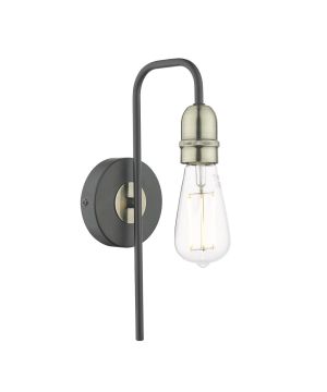 DAR Lighting KIE0722 Kiefer Single Wall Light in matt black and antique brass
