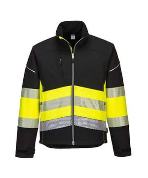 Portwest PW375 PW3 Hi-Vis Class 1 Softshell Jacket size L in Black/Yellow
