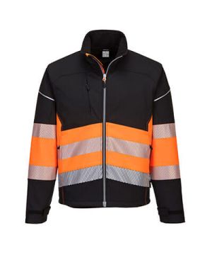 Portwest PW375 PW3 Hi-Vis Class 1 Softshell Jacket in Black/Orange size M