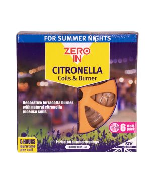 Zero In Citronella Terracotta Burner and 6 Coils with 4cm height and 15cm diameter
