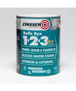 Zinsser Bulls Eye 123 PLUS water-based white primer, sealer and stainkiller, 1L