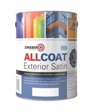 Zinsser Allcoat Exterior Satin White 2.5L mould resistant multi-surface paint