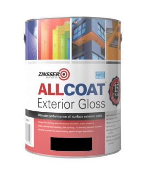 Zinsser Allcoat Exterior Gloss Black 2.5L mould resistant multi-surface paint