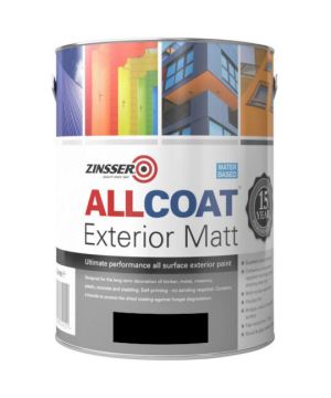Zinsser Allcoat Exterior Matt Black 2.5L all surface paint