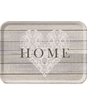 Creative Tops Everyday Home Large melamine tray measuring 38x28 in a glossy wooden board design with lace-effect heart