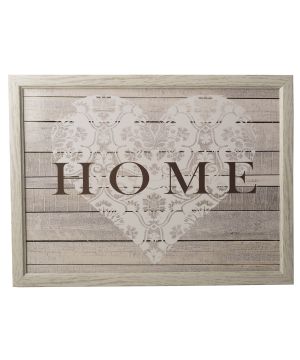 Creative Tops Everyday Home lap tray in taupe with heart detail and Home motif, measuring 32.5x43.5x5.5cm