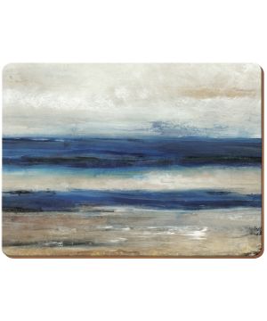 Creative Tops Blue Abstract Premium Placemats, pack of 4 with abstract ocean view design and cork back