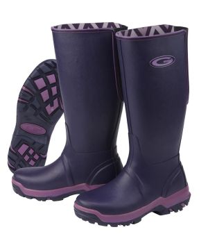 Grubs Rainline Wellington Boots in aubergine, size 4