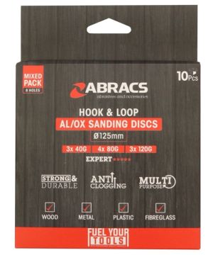 Abracs ABHL8125MIX 125mm Mixed Hook & Loop Sanding Discs 10 Pack