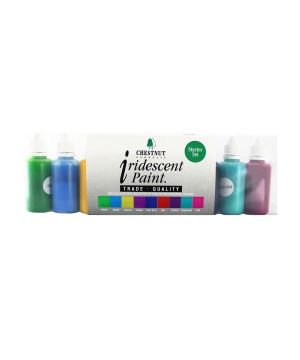 Chestnut Products Iridescent Paint Starter Set, 9 x 30ml bottles of water-based acrylic paint in nine vibrant colours