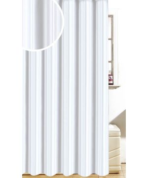 Blue Canyon SC355WH SATIN STRIPE Polyester Shower Curtain White 180 x 180cm
