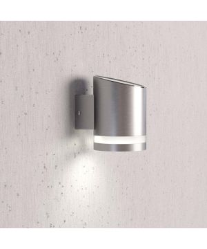 The Solar Centre Truro Solar Wall Light in stainless steel with brushed finish