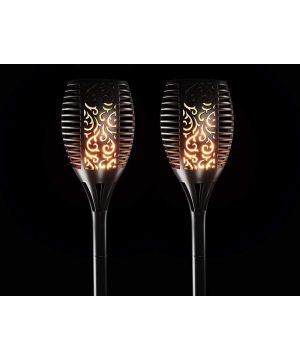 The Solar Centre TrueFlame Mini Solar Torch Light 2 Pack, 380mm height, flickering flame effect, IP44 waterproof