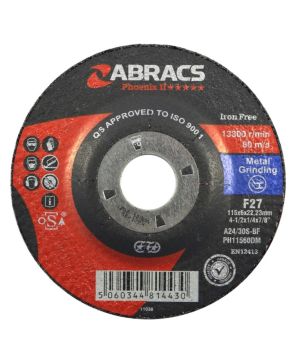 Abracs Phoenix II 115mm x 6mm x 22mm DPC Metal Grinding Disc