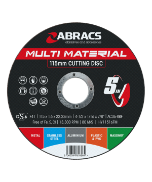 Abracs HY11516FM Multi Material 5-in-1 Cutting Disc 115mm x 1.6mm x 22.23mm