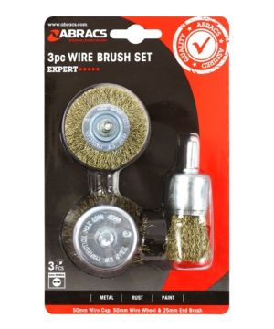 Abracs ABWBSMPACK9 3-piece wire brush set with 6mm spindle