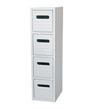 Blue Canyon BF12287 Modena 4 Draw Slim Cabinet in White, W 17.5 x D 24 x H 66 cm