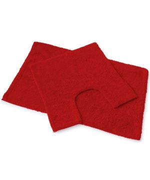 Blue Canyon Premier 2 Piece Bath Mat Set in deep red, including a 50x80cm bath mat and 50x50cm pedestal mat